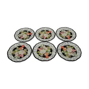 Keller-Charles Melamine Floral Plates Set Of 6 Vintage 6"